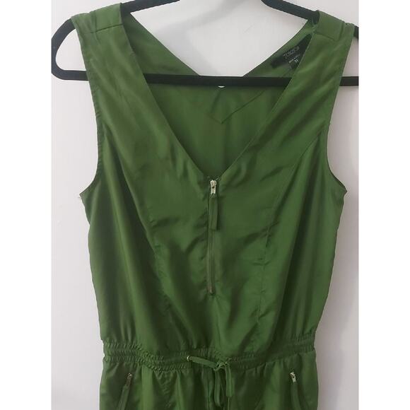 Toxik3 Sleeveless Green Utility Zip Up Jumpsuit M Boho Vacation Festival Fall - Picture 3 of 11